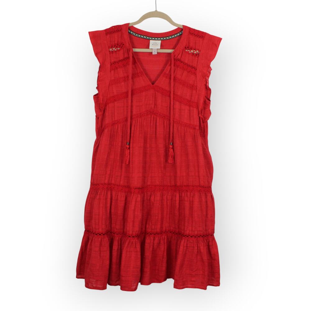 Medium KnoxRose Dress CoverUp KneeLength Red Boho Festival Flutter